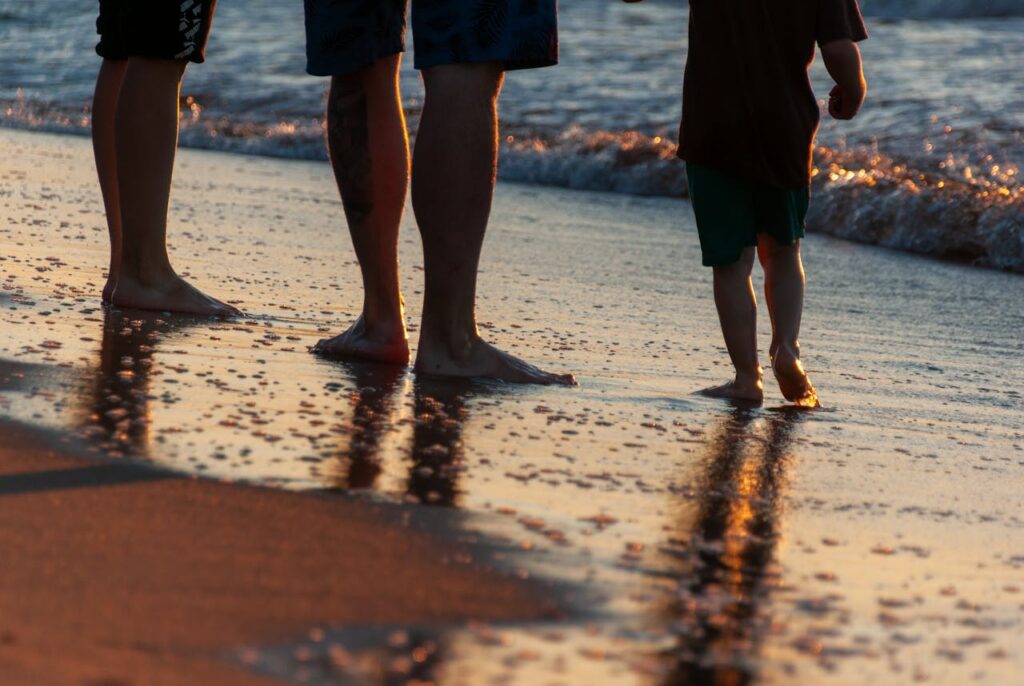 Family enjoying a healthy and active holiday together outdoors